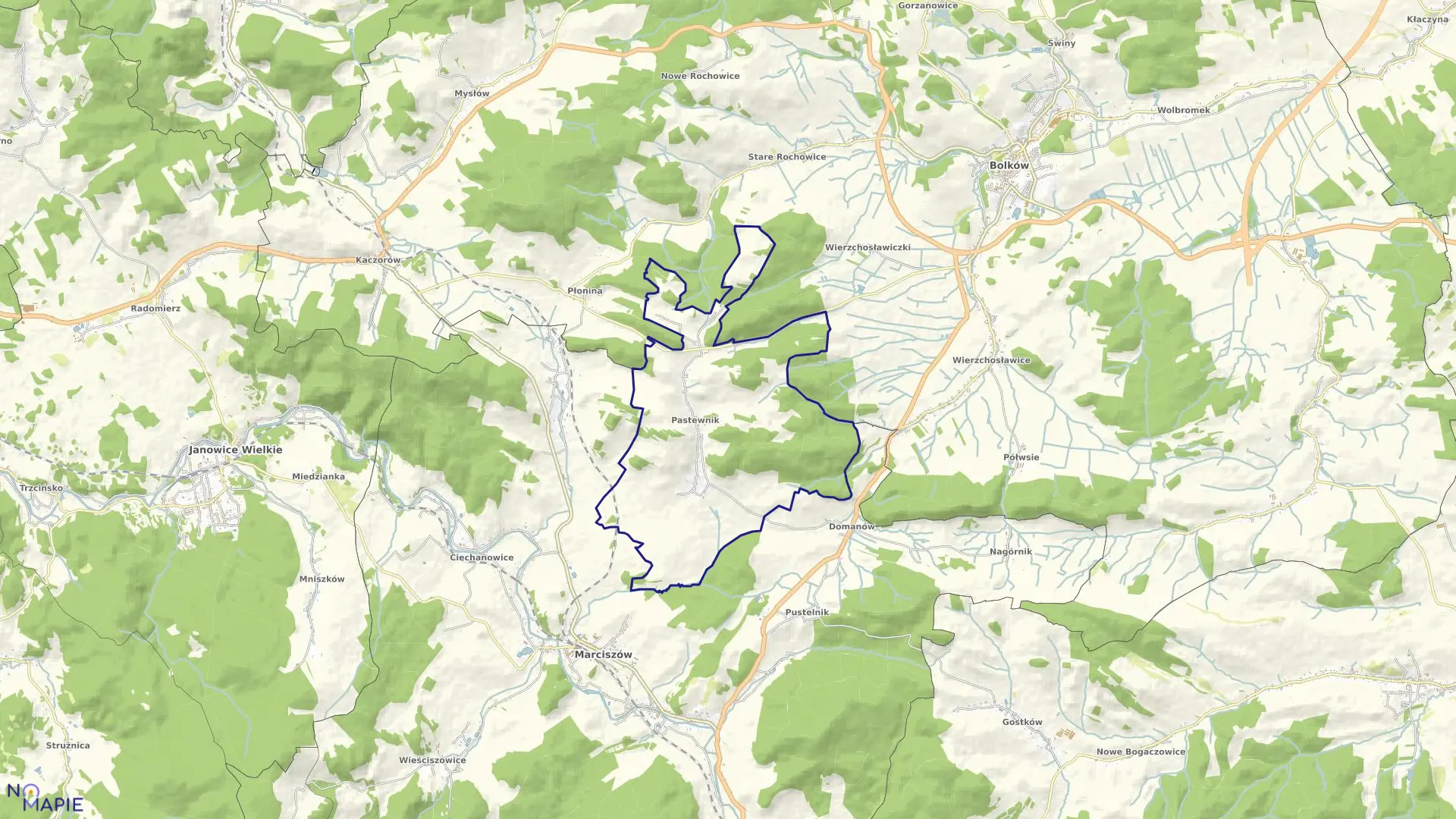 Mapa obrębu Pastewnik w gminie Marciszów